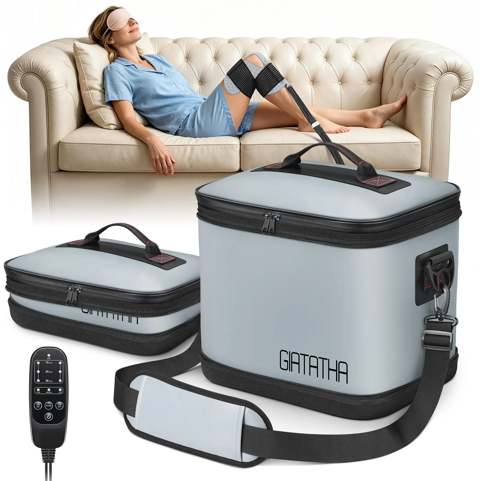 Portable Cold Therapy Machine, Ice Circulation System for Knee, Shoulder, Back & Ankle Pain Relief