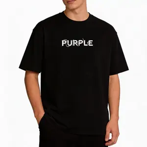 Spring Summer Street Style Purple Letter Print Loose Crew Neck T-Shirt