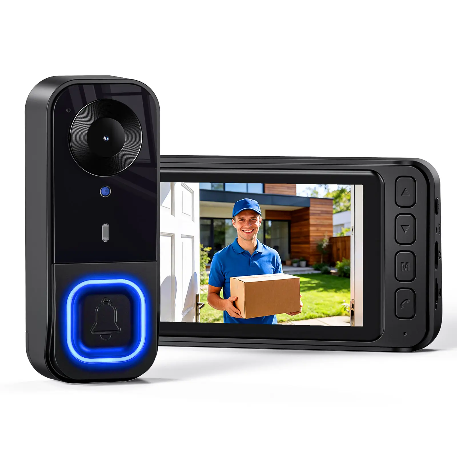 1080P Doorbell Camera Wireless |  No Subscription No App No Wifi Nedded  | Waterproof Door Bell Camera with Monitor Screen Free Storage  | Video Intercom Two-Way Audio, 170° View Angle | Night Vision