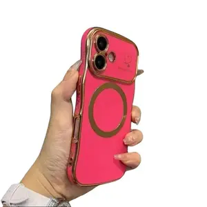 [Free ! Shippin]Curly Wave Shape[magsafe] phonecases For IP 16 Pro Max 15/14/13/12/11 Curly Magnetic Love Heart Pattern with Camera Lens Cover Luxury Plating Shockproof Phone Case Gift for Girls & Women