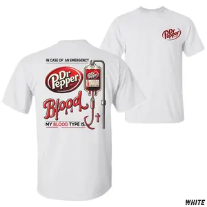 Dr Pepper Blood T-Shirt – Features Bold Dr Pepper Logo With IV Bag Graphic And My Blood Type Is Dr Pepper Motto , Unisex Soda Lover Tee , Casual Streetwear Style , Beverage Fan Apparel , Gift For Dr Pepper Fans , Menswear , Cotton Top