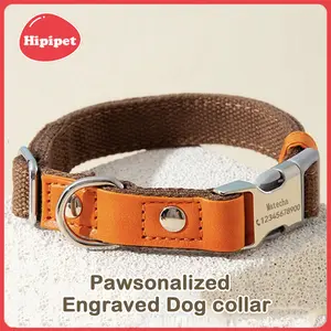 [HipiPet] Pawsonalized Engraved Dog Collar – Custom Name Tag Collar, Adjustable and Breathable Nylon Pet Collar, Anti-Loss Pet Necklace Personalized