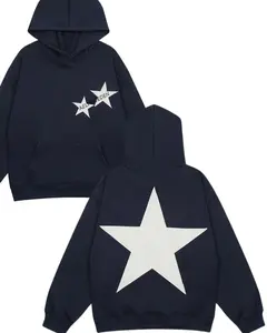 Aelfric Eden Star Print Color Contrast Pullover Hoodie, Full Color , Full Size ,For Men, Women, Made in USA.LKD