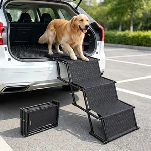 Portable Folding Dog Car Ramp Stairs for Large/Old Dogs, Non-Slip Pet Step Ladder for SUV, Truck, Bed, Couch, Supports Up to 200lbs