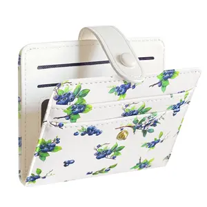 Small Compact Wallet with Fruits Prints ID, 8 Card Slots, Coin Pouch for Women Girls