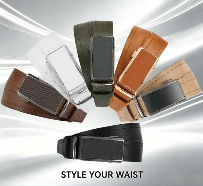 Father’s Day gift: men’s leather ratchet belt, easy-release designer belt, no-hole adjustable buckle, suitable for dress, casual, and everyday wear; premium Father’s Day gift for dad’s birthday. western cowgirl youthful style hip dip men