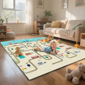 Extra-large baby crawling mat, anti-fall, waterproof, urine-proof, easy to clean, suitable for all seasons, foldable crawling mat, features anti-slip texture, high resilience, and educational animal-patterned play mat