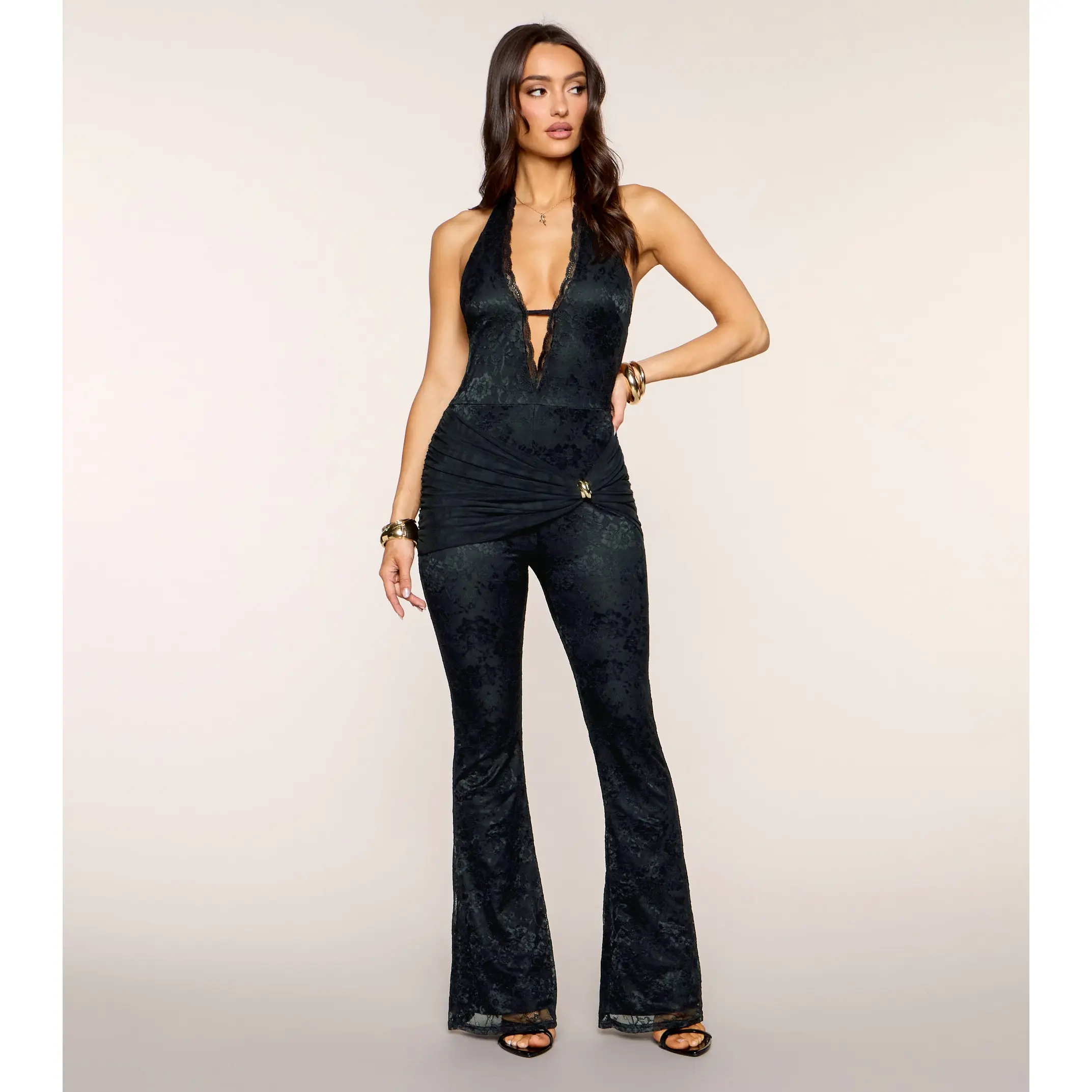 Chic Double-Take Lace Halter Jumpsuit