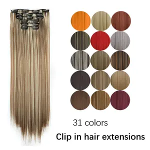 24 Inch 6 pcs Clip-in Synthetic Hair Extensions, Fluffy & Natural-Looking, Instant Volume & Length Hairpieces for Women & Girls, Lightweight & Comfortable, Full Head Coverage, Beginner Friendly, TikTok Trending Hairstyles & Instant Glam