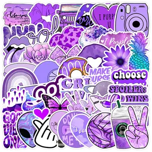 50pcs New Purple Small Fresh Graffiti Series Stickers, Suitable for Faith Based Designs Such As Scrapbooks, Diaries, Laptops, Water Bottles, Cars, Etc., As Gifts with Positive Information, Decal Sticker