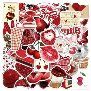 50pcs Y2K Cherry Girl Graffiti Stickers, Bumper Stickers for Cars, Positive Quote Decals for Scrapbook, Laptop and Car, Aesthetic Gift
