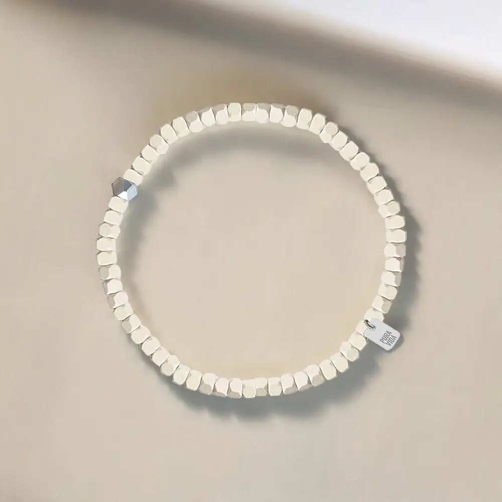 Pura Vida Men's Coated Hematite Stretch Bracelet - Cream