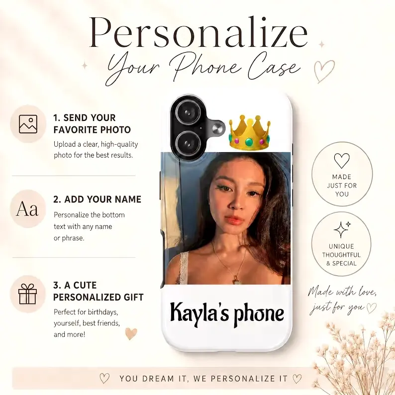 Aesthetic Custom iPhone Case, Trendy Y2K Best Friend Gift, Cute Personalized Phone Shell