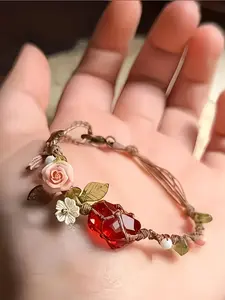 Bohemian Rose Crystal Bracelet, Elegant Handmade Floral Design, Dainty Crystal Bracelet, Perfect for Daily Wear, Parties, Holidays, Gift for Girlfriend