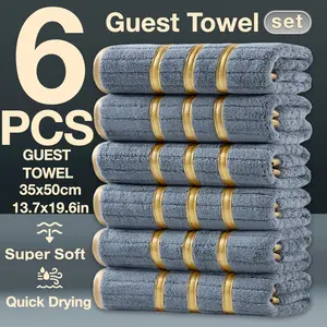 Luxury Striped Coral Fleece Guest Towel Set, 35x50 Cm, Absorbent and Soft, Perfect for Travel, Parties, Gym, Bathroom Accessories, Super Absorbent Towel