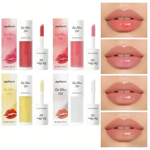 Water-Rich Hydrating Moisturizing Lip Gloss Oil Series, Lightweight Nourishing Glossy Shine Dual-Lip Daily Makeup Lip Gloss Oil, Multi-Color Set