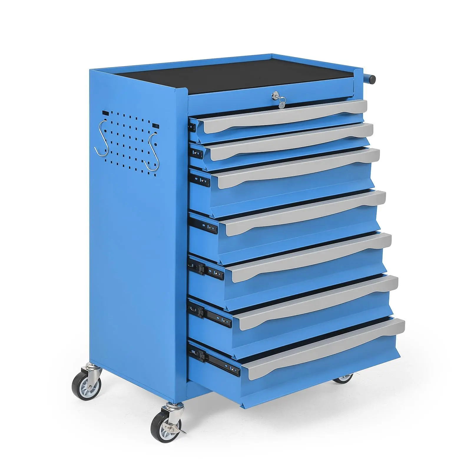 7-Drawer Tool Chest, Rolling Tool Cart, Large Capacity Tool Storage Cabinet with Keyed Locking and Drawer Liners, Link Buckle, and Can Be Combined to Large Cabinet Set, for Garage, Workshop