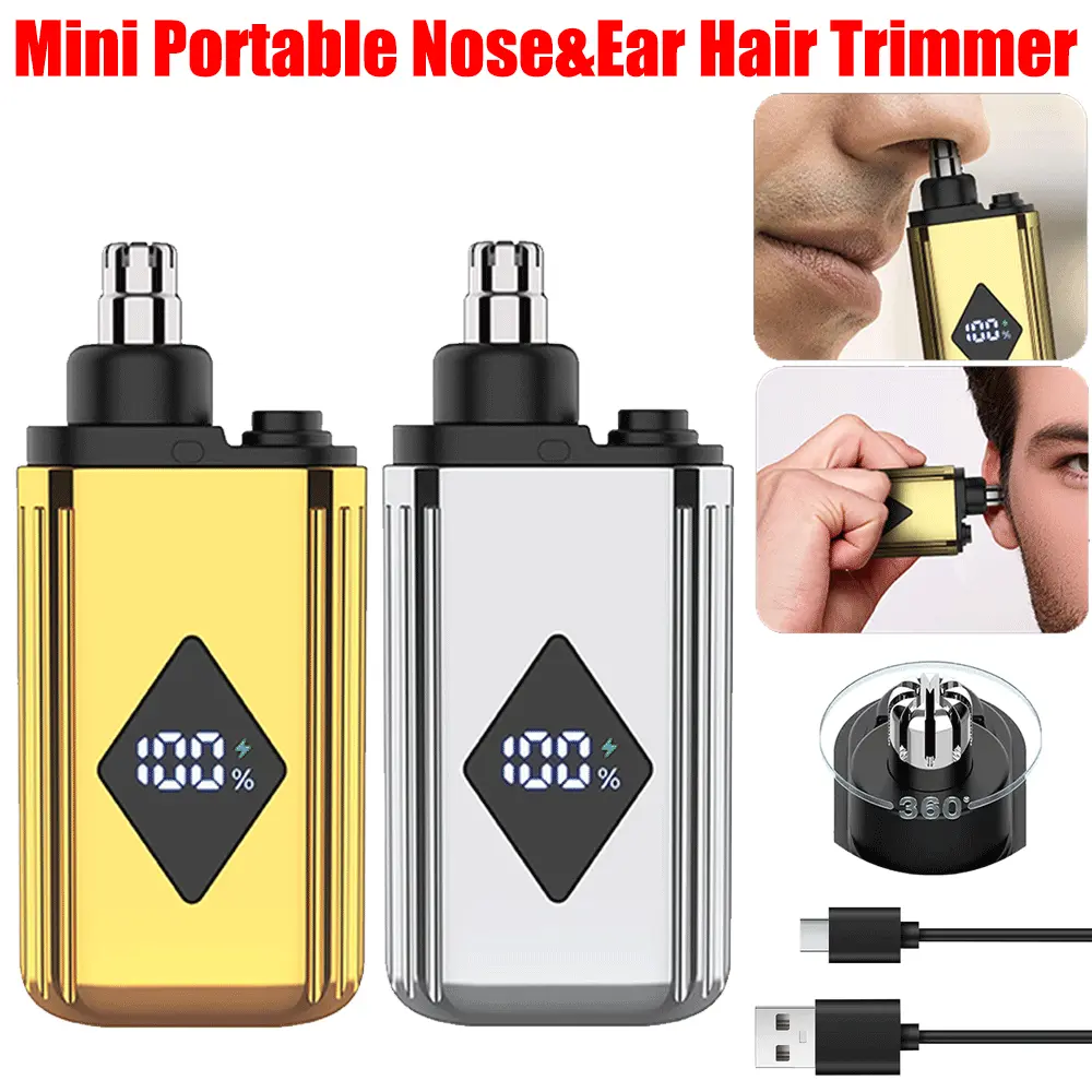 Unisex Wireless Hair Trimmer Single Item - ABS Build, USB Rechargeable, LED Display, Compact Metal Blades, Waterproof Ear-Nose Trimmer Beard Shaver Clipper, Ideal Personal Grooming Gift, Multifunctional Personal Care Appliance
