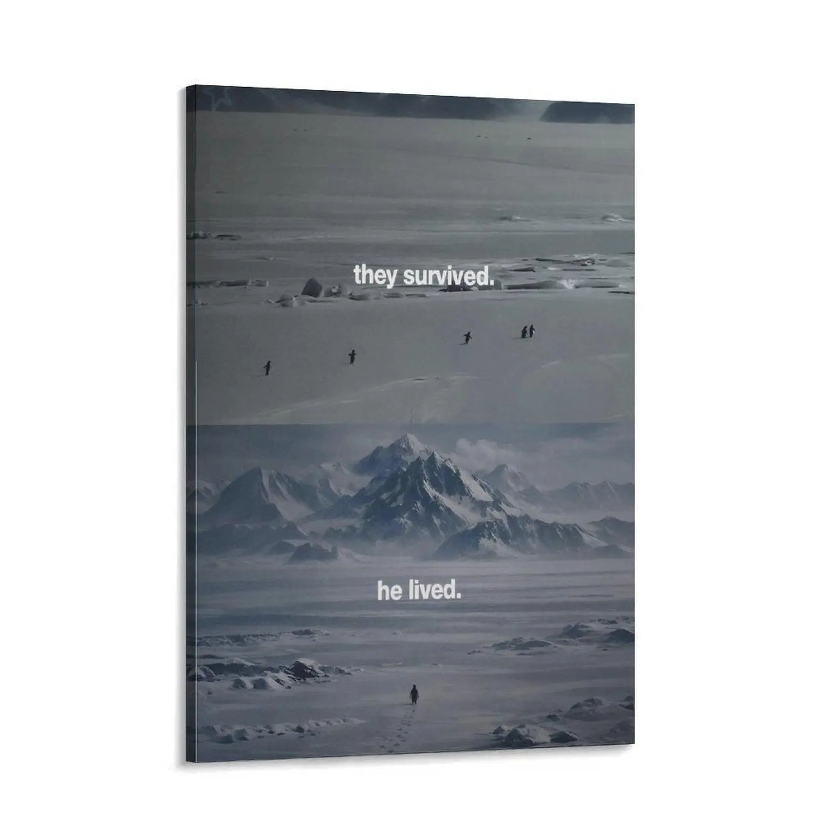 Penguin Survival Wall Art - Arctic Scene Resilience Inspirational 1-Piece Canvas Print, 08x12inch(20x30cm) Multi-Size Animal Poster for Home Decor, Motivational Wall Decor for Resilience Focused Spaces