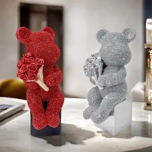 Gradient Cute Bear Statue, Resin Tabletop Decor for Weddings, Birthdays, Valentines, Thanksgivings, Mothers Days, Home & Office