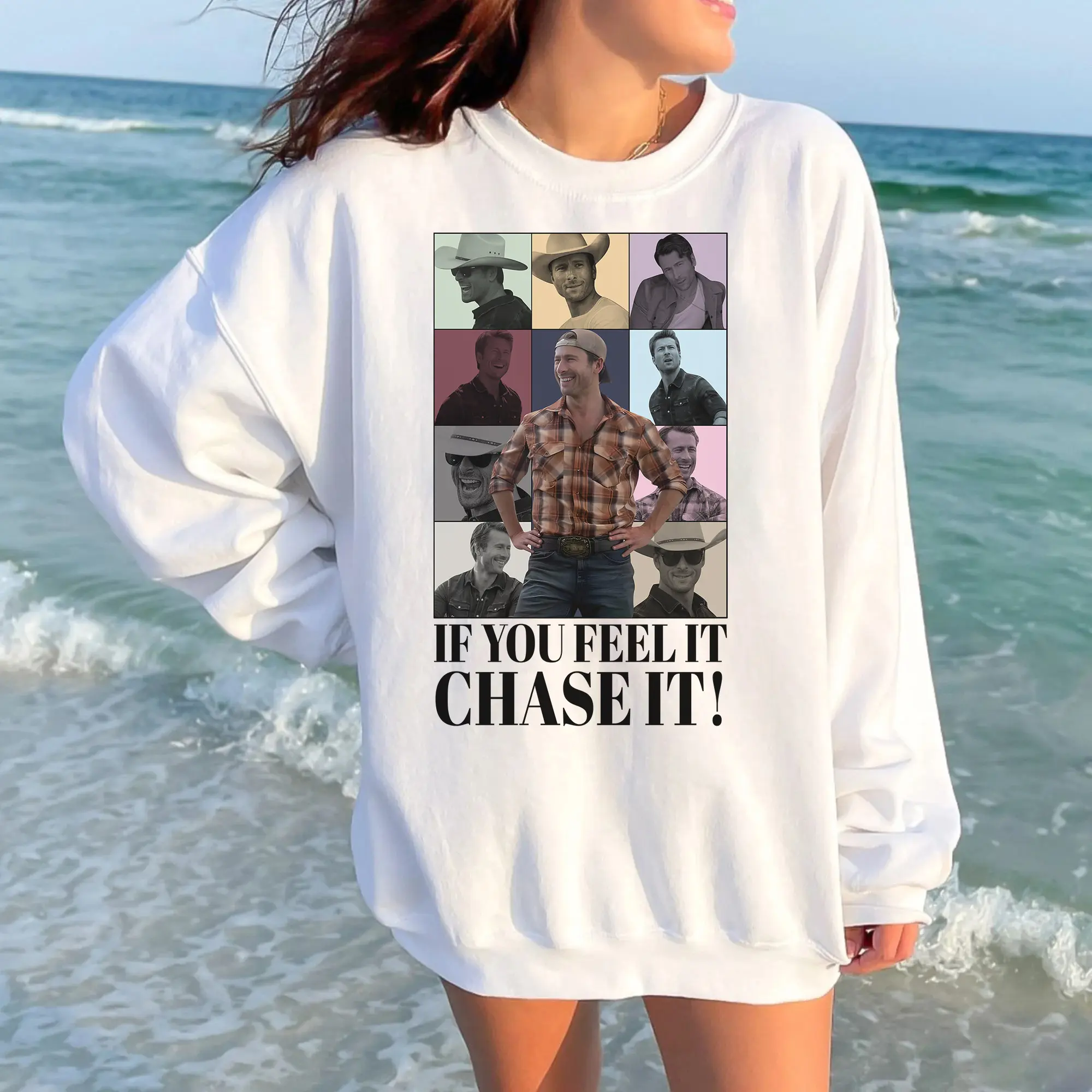 Limited If You Feel It Chase It Sweatshirt Tyler Owens Twisters Sweatshirt Vintage Glen Powell Homage Shirt Twisters Movie Tee #2