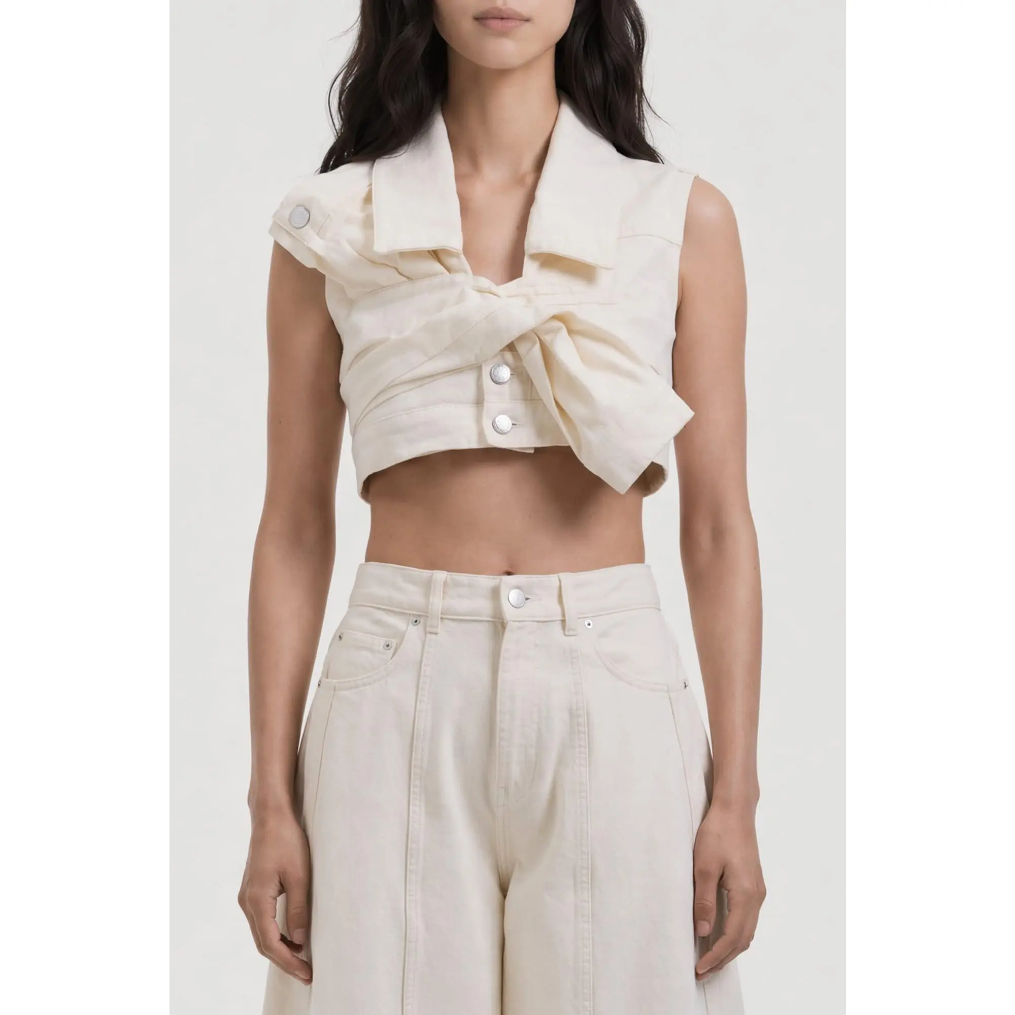 Viktor & Rolf Denim Drape Top in Butter SS26