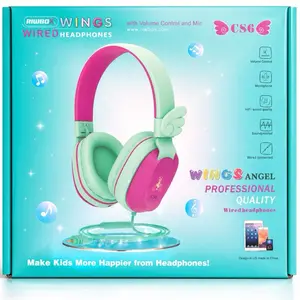 Riwbo Wings Angel CS6 Wired Headphones with Volume Control and Mic Professional Quality for Kids