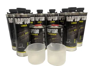 8 Liter Raptor liner Spray-On Truck Bed Liner Kit with FREE Spray Gun UPOL 0820 (two RLB/S4) Raptor Black  (2 Gallon) Durable Protective Coating Abrasion & Stain Resistant used for truck bed lining or underbody and fullbody coating 250 square feet