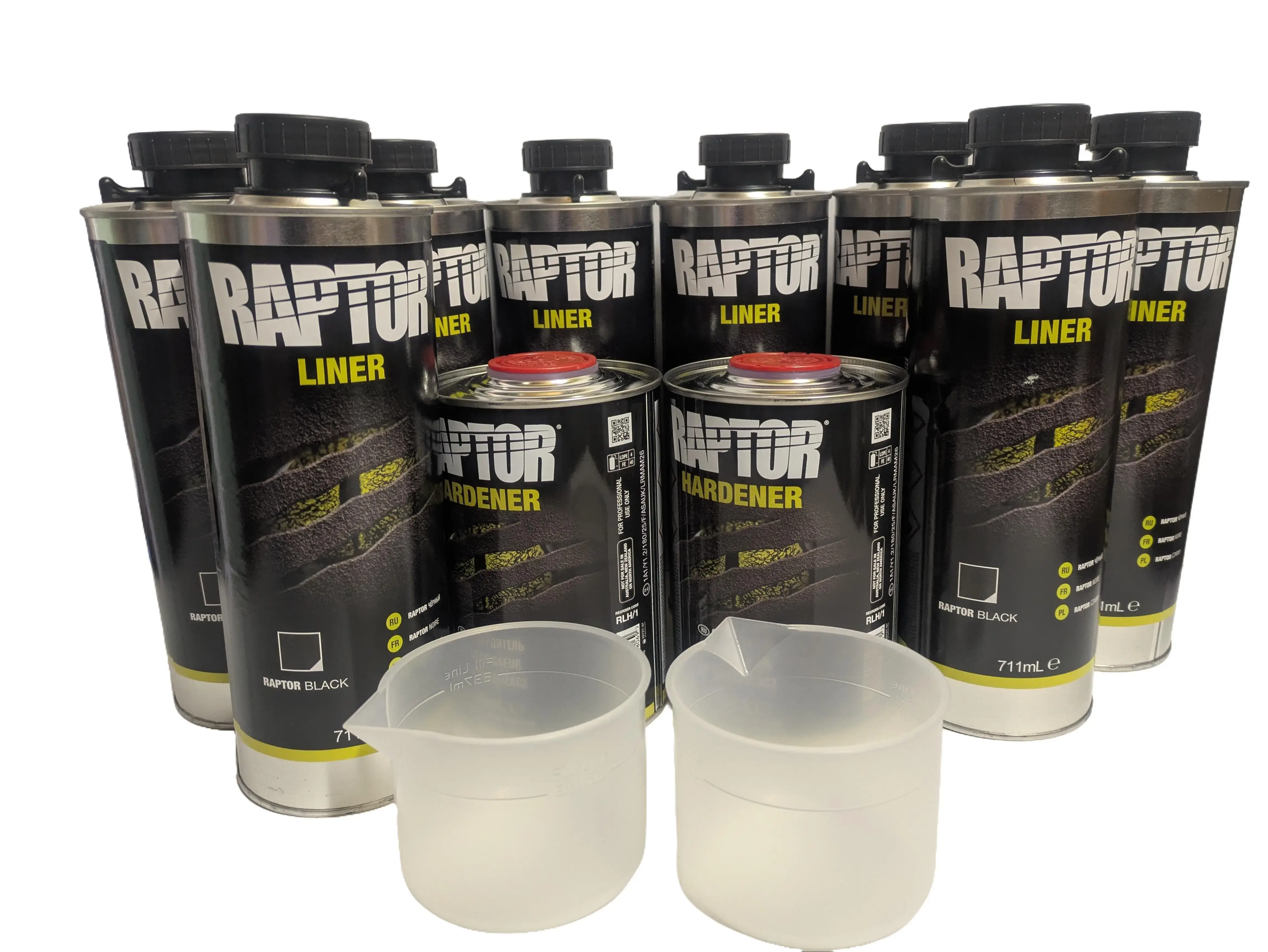 8 Liter Raptor liner Spray-On Truck Bed Liner Kit with FREE Spray Gun UPOL 0820 (two RLB/S4) Raptor Black  (2 Gallon) Durable Protective Coating Abrasion & Stain Resistant used for truck bed lining or underbody and fullbody coating 250 square feet