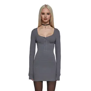 Hearts Linked Henley Dress - Gray