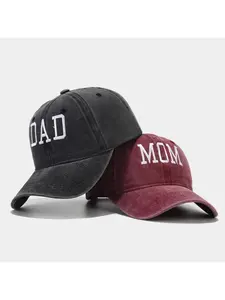 DAD MOM Letter Embroidery Baseball Cap Washed Cotton Outdoor Sport Visors Casual Snapback Cap Unisex Sunscreen Sun Hat Gift