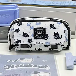 Cute Cat Pattern Pencil Case, 1 Count Portable Large Capacity Pencil Bag, Stationery Storage Bag for Home Office School Dormitory Outdoor