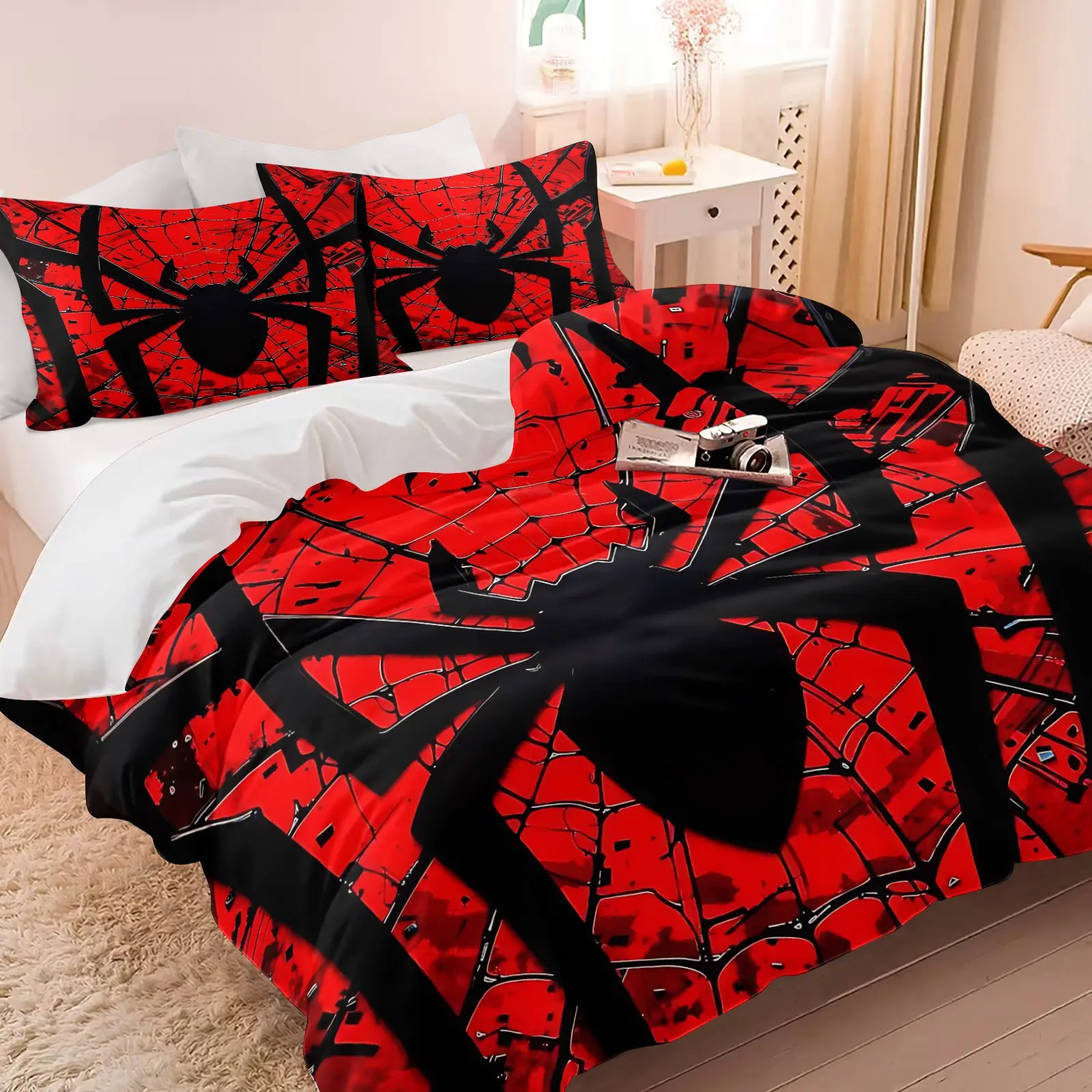 2/3 Pcs Spider Series Duvet Cover Set, Decorative Duvet Cover, Fun Spider Web Pattern Bedding Set, Soft Comfortable Microfiber Material, Perfect for Spider Lovers or Children's Bedroom Decoration, No Filler