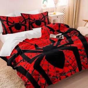 2/3 Pcs Spider Series Duvet Cover Set, Fun Spider Web Pattern Bedding Set, Soft Comfortable Microfiber Material, Perfect for Spider Lovers or Children's Bedroom Decoration, To Create A Full Of Personality Sleep Space, Comfy Bedding Sets, No Filler