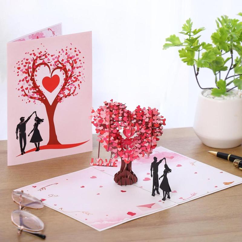 Pop Up Valentine's Day Card, 3D Anniversary Card with Love Tree & Hearts - Wedding Card for Wife, Husband, or Couple | Romantic Gift for Anniversary, Valentine's, Birthday (6x8 inch)