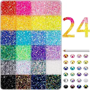 24-Piece 3mm Candy Resin Rhinestones Ab Color Flat Back Jelly Water Drills, Ideal for DIY Jewelry and Craft Projects