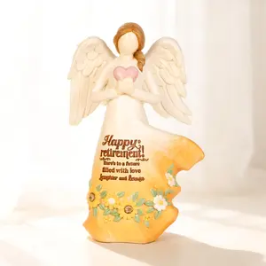 Angel Figurine, Faceless Winged Angel Holding Heart,  Angel Statue with Printed  Message for Indoor Decor, Angel with Heart