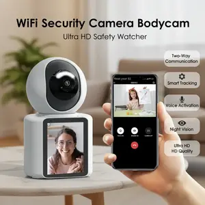 Two-Way One-Touch Video Calling WiFi Security Camera with Mobile Remote Intercom Smart Tracking Voice Activation Night Vision Ultra HD Ideal for Elderly & Child Care Bodycam