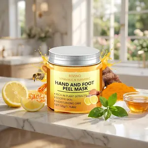 ROZINO Turmeric Vitamin C Hand and Foot Mask - Deeply moisturizes and soothes dry, chapped skin, contains natural plant extracts, provides spa-level at-home care | Moisturizes, exfoliates, and repairs dry, chapped skin