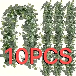 10pcs Classic Artificial Eucalyptus Garland, Faux Evergreen Plants for Wedding Arch - Versatile Greenery for All Seasons, Christmas Home Decor, No Feathers, Polyester Material, Perfect for Living Room or Holiday Celebrations, Fake Plant