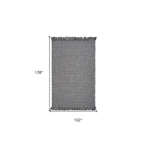 3' X 5' Gray And Light Gray Wool Houndstooth Hand Woven Area Rug