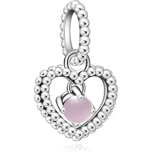 Birthstone Charm, Heart Pendant Dangle Charm with CZ, for Anniversary Birthday  Valentines Day Christmas Graduation, for Yourself Family Mom  Girlfriend Sister Grandma