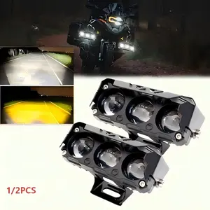 Motorcycle LED Spot Light Dual Color Hi/Low Beam Fog Lamps，For Car Trucks SUV UTV 12-36V，Mini Lens Headlight Driving Light