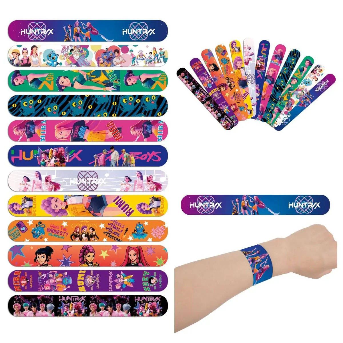 12/24/36/48pcs K-POP Demon Hunters Slap Bracelets Birthday Party Favors Gift Bag Christmas Stocking Fillers for Kids Snap Bracel