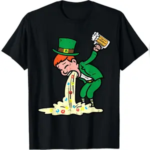 St Patricks Day Leprechaun Funny Saint Paddys Men Women T-Shirt Soft Cotton Tee Daily