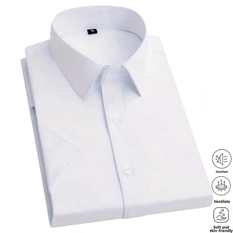 Men’s solid-color dress shirts, 5-pack — a light‑mature professional commuter style. Made from skin‑friendly, breathable, wrinkle‑resistant, non‑iron fabric that’s easy to care for and won’t lose shape. Classic notched lapel, single‑breasted design—simple Men’s solid-color dress shirts, 5-pack — a light‑mature professional commuter style. Made from skin‑friendly, breathable, wrinkle‑resistant, non‑iron fabric that’s easy to care for and won’t lose shape. Classic notched lapel, single‑breasted design—simple