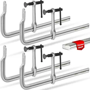 Heavy-Duty Bar Clamps 4-Pack 1200Lbs Load Limit for Woodworking, Welding & Metal Working - 4-3/4" Throat, All-Steel Thick Rail