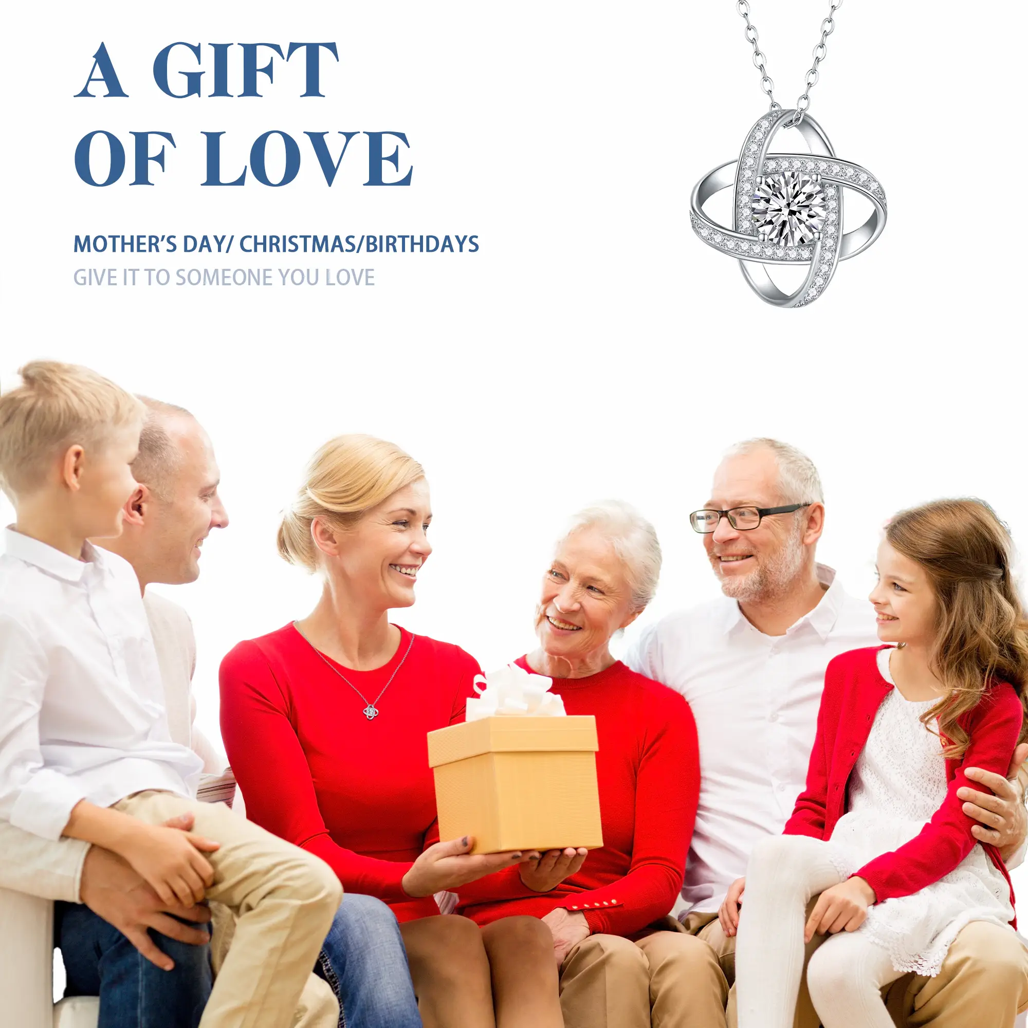 【T】Love simple beautiful anniversary necklace, to mom grandma wife lover sister daughter, For Birthday