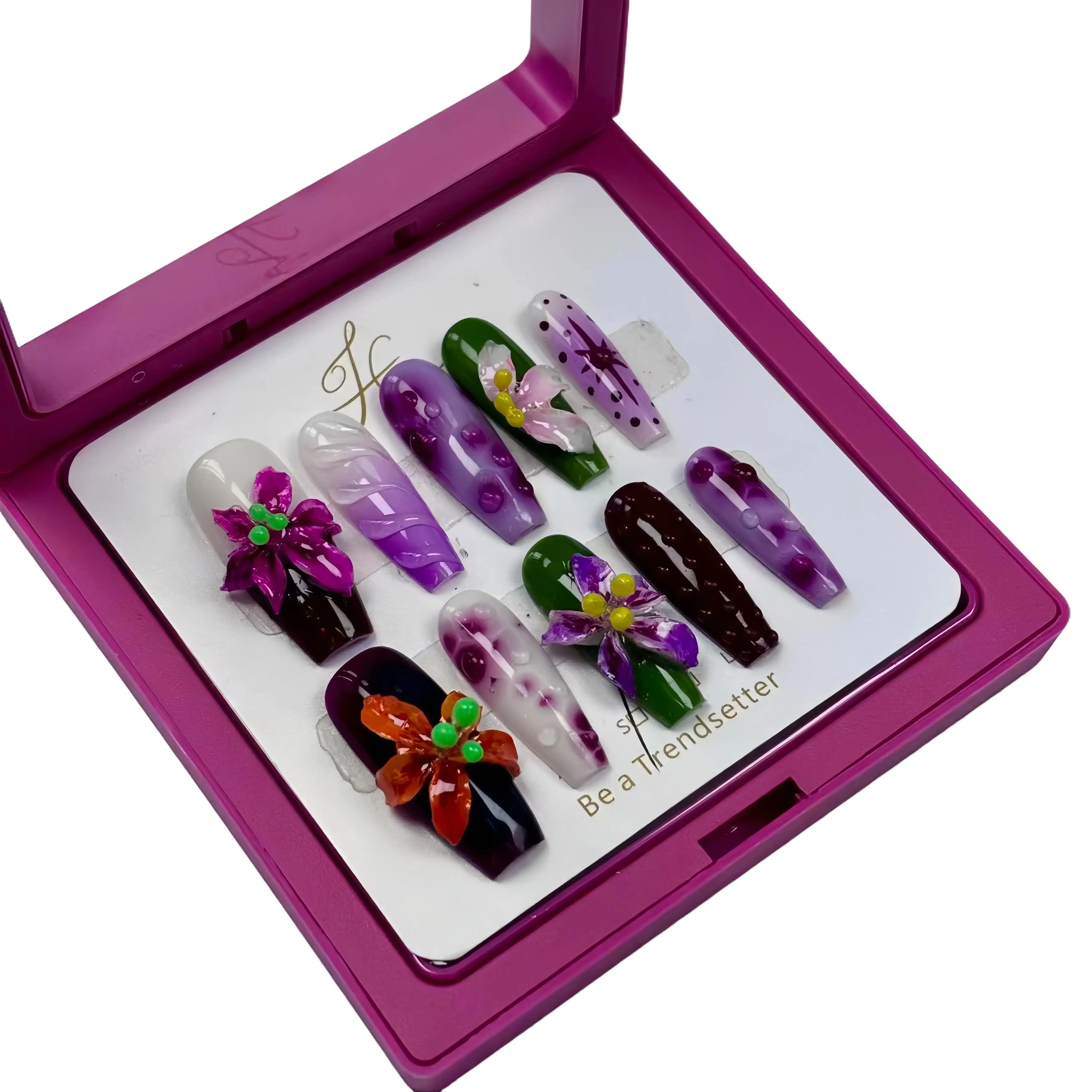 N24 -3D Hand-Molded Tropical Flower Charms  Detachable Press-On Nail & Manicure Accessories, Vibrant Look