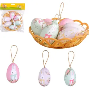 Easter Egg  Ornament for Spring Party Decorations 5 Colorful Eggs with Basket Easter Pendant Accessories